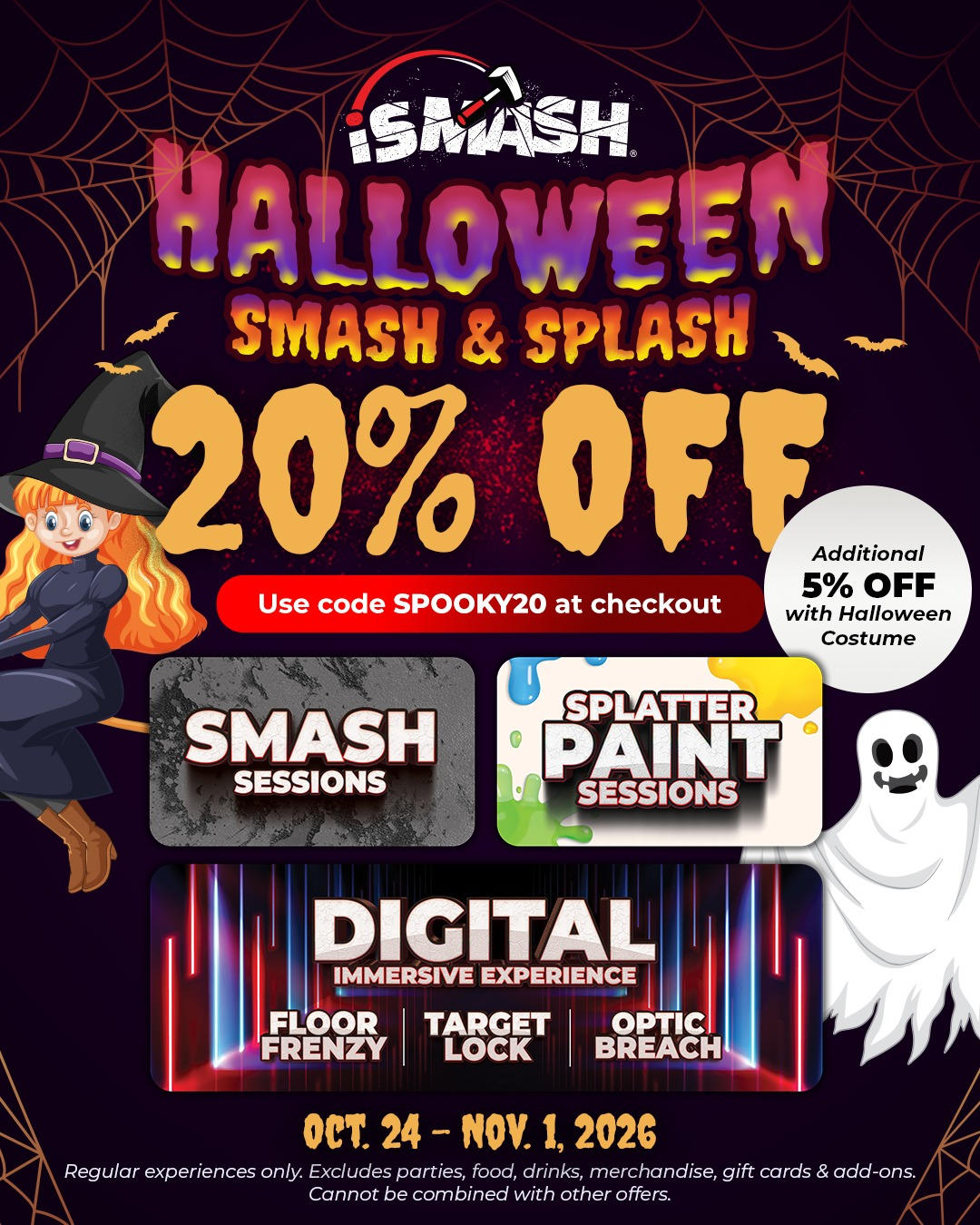 20% Off of Bookings October 24- November 1!